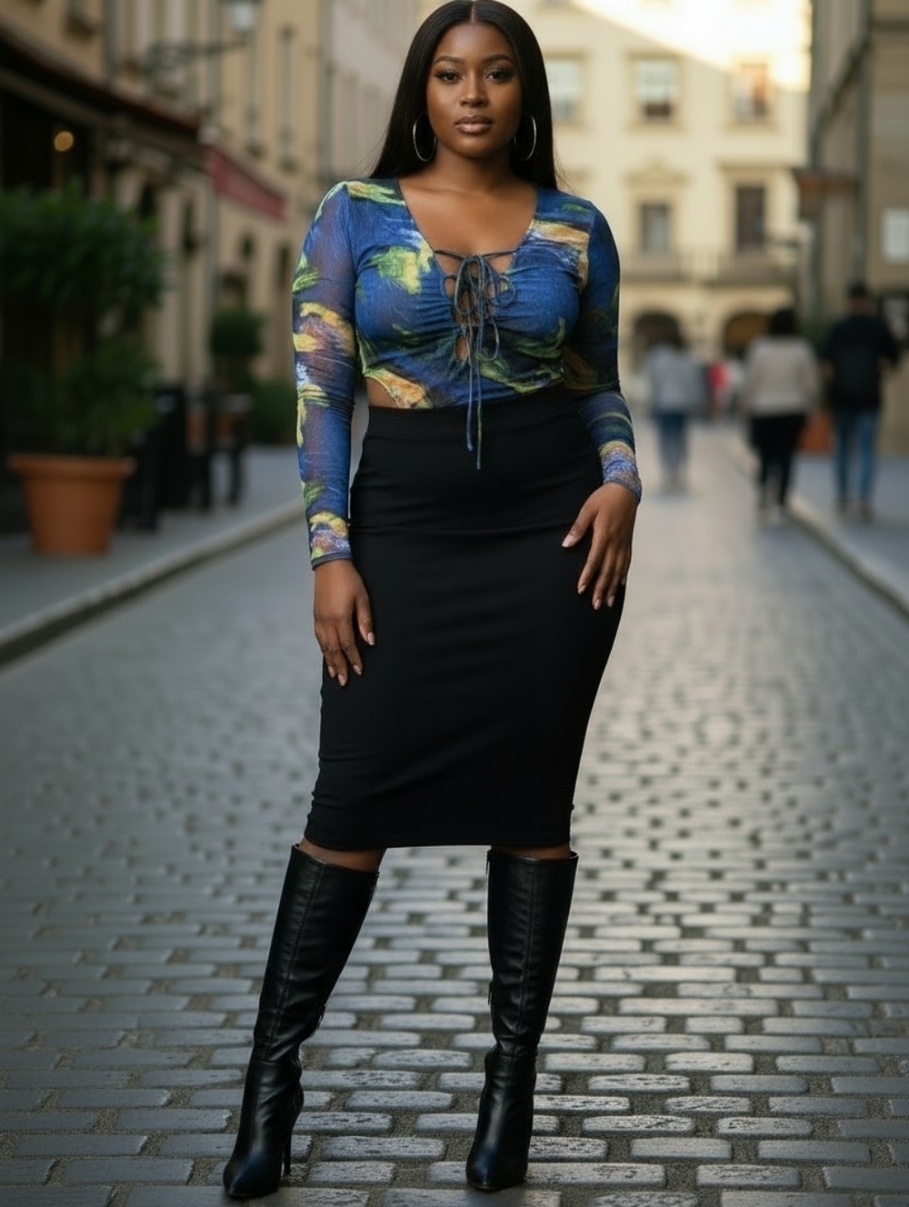 Fashion Nova Blue and Green Bodysuit